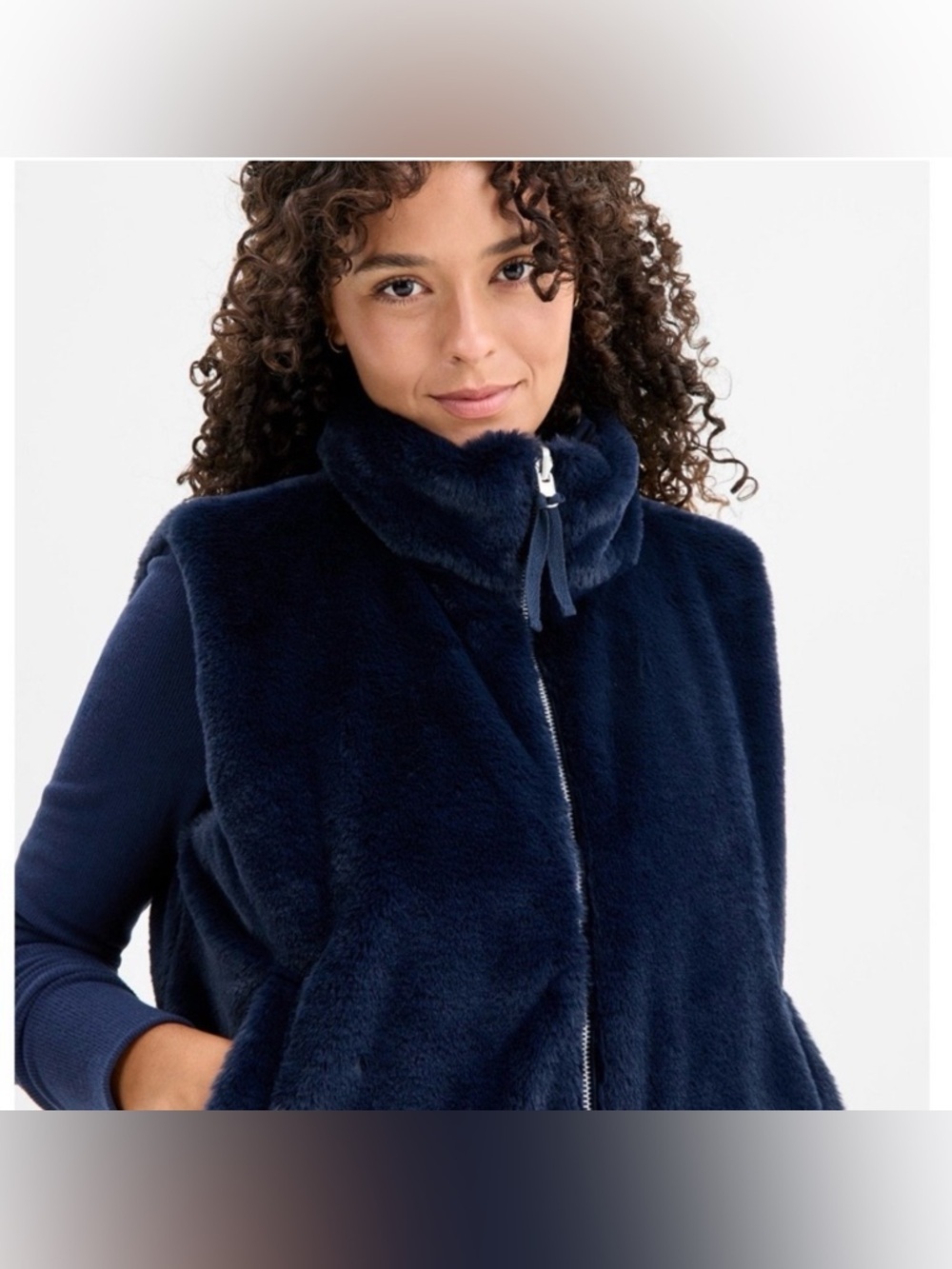 Sincerely Jules Faux Fur Vest - Dark Navy reversible